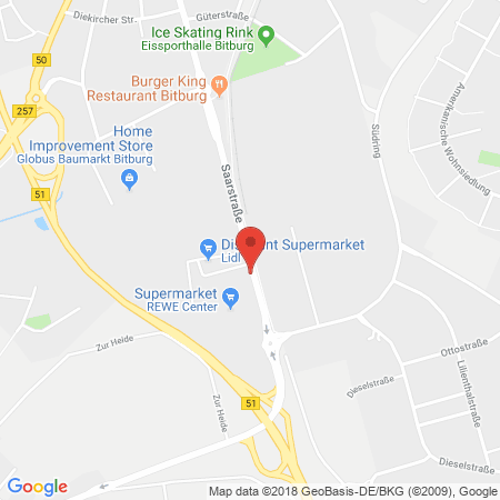 Position der Autogas-Tankstelle: Aral Tankstelle in 54634, Bitburg