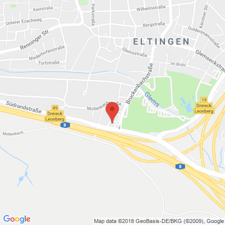 Position der Autogas-Tankstelle: Esso Tankstelle in 71229, Leonberg