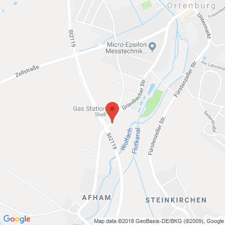Position der Autogas-Tankstelle: Shell Tankstelle Niederhofer/Tischler in 94496, Ortenburg