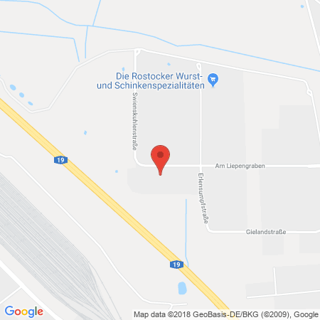 Position der Autogas-Tankstelle: AVIA Tankstelle in 18147, Rostock