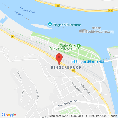 Position der Autogas-Tankstelle: Shell Tankstelle in 55411, Bingen-bingerbrück