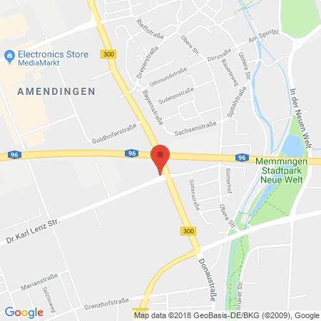 Position der Autogas-Tankstelle: Kaufmarkt Memmingen in 87700, Memmingen