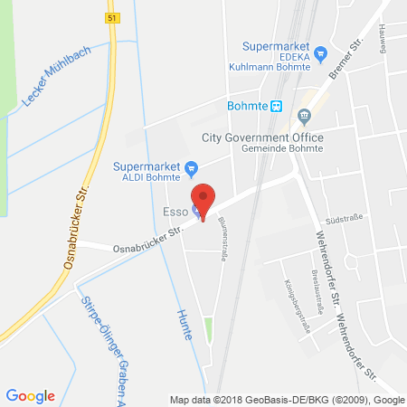 Position der Autogas-Tankstelle: Esso Tankstelle in 49163, Bohmte