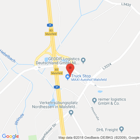 Position der Autogas-Tankstelle: Esso Tankstelle in 34323, Malsfeld
