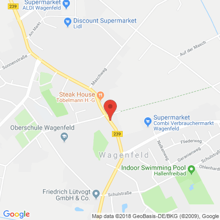 Position der Autogas-Tankstelle: CitiPoint Wagenfeld, Jantzon Tankstellen GmbH in 49419, Wagenfeld