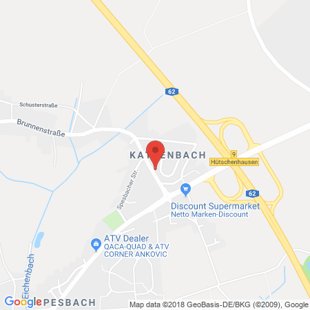 Position der Autogas-Tankstelle: SB Tankstelle Mathias Menges in 66882, Hütschenhausen-Katzenbach