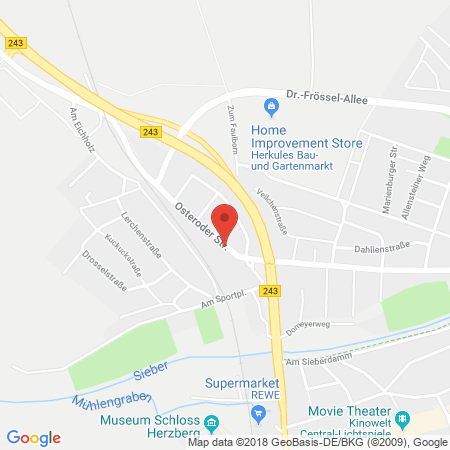 Position der Autogas-Tankstelle: Esso-Station L. Fröhlich in 37412, Herzberg