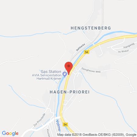 Position der Autogas-Tankstelle: AVIA Station Hartmud Krämer in 58091, Hagen-Priorei