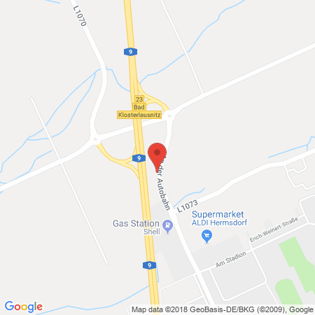 Position der Autogas-Tankstelle: Shell Tankstelle in 07639, Bad Klosterlausnitz