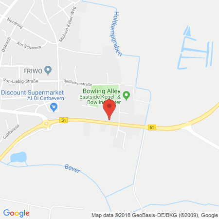 Position der Autogas-Tankstelle: ARAL Station Alfred Reckers in 48346, Ostbevern