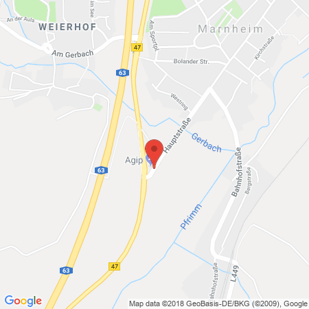 Position der Autogas-Tankstelle: OEL-HAAG GmbH (BFT) in 67297, Marnheim