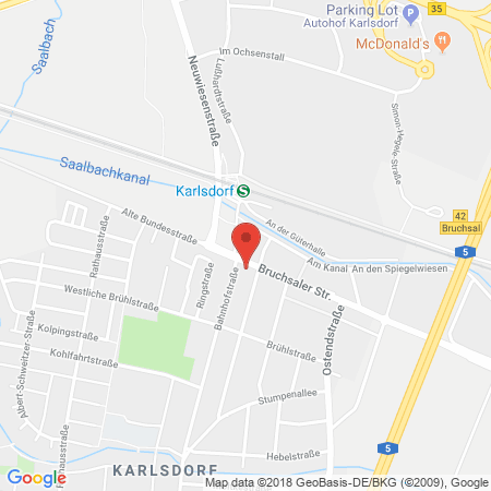 Position der Autogas-Tankstelle: ELF-SB-Station in 76689, Karlsdorf