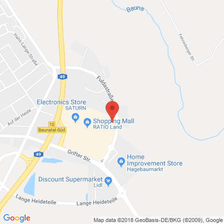 Standort der Autogas Tankstelle: Ratio Erdöl GmbH & Co. KG in 34225, Baunatal-Hertingshausen