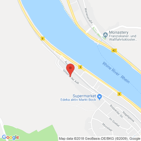 Position der Autogas-Tankstelle: ED-Tankstelle, Autohaus Gras in 56154, Boppard - Bad Salzig