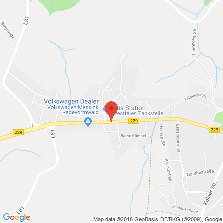 Position der Autogas-Tankstelle: Westfalen-Tankstelle Heinz Schmitz in 42477, Radevormwald