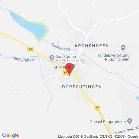 Position der Autogas-Tankstelle: TOTAL - Station Erna Schmeißer in 91555, Feuchtwangen-Dorfgütingen