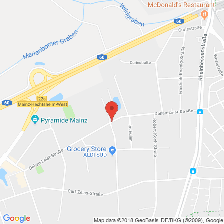 Position der Autogas-Tankstelle: PIW-Gas Automatentankstelle in 55129, Mainz-Hechtsheim