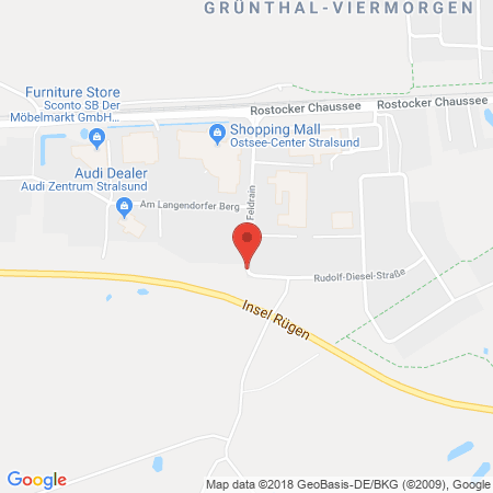 Position der Autogas-Tankstelle: Rügen Haustechnik GmbH & Co. Wärmeversorgungs KG NL Stralsund in 18437, Stralsund