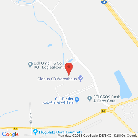 Position der Autogas-Tankstelle: Globus in 07554, Gera-Trebnitz