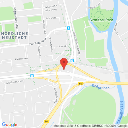 Position der Autogas-Tankstelle: TOTAL Station Hannemann in 06124, Halle