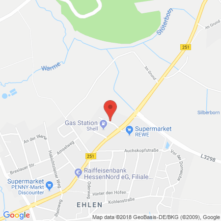 Position der Autogas-Tankstelle: Shell Station in 34317, Habichtswald-Ehlen