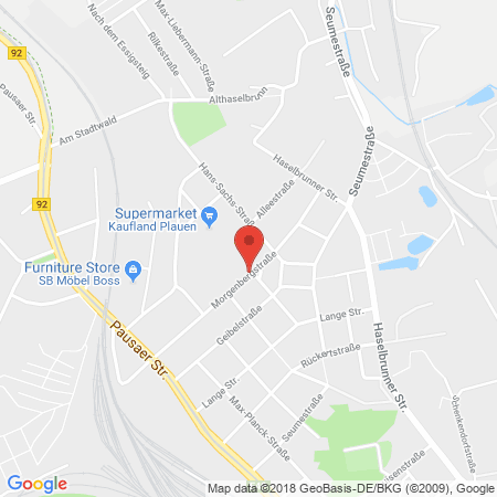 Position der Autogas-Tankstelle: Kaufland, SB Tankstelle in 08525, Plauen