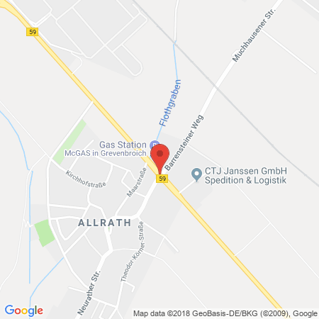 Position der Autogas-Tankstelle: Autohaus Allrath in 41515, Grevenbroich-Allrath