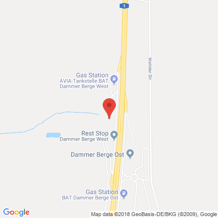 Position der Autogas-Tankstelle: BAB-Tankstelle Dammer Berge West (AVIA) in 49451, Holdorf