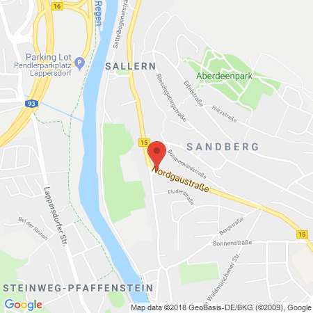Position der Autogas-Tankstelle: AVIA Tankstelle in 93059, Regensburg