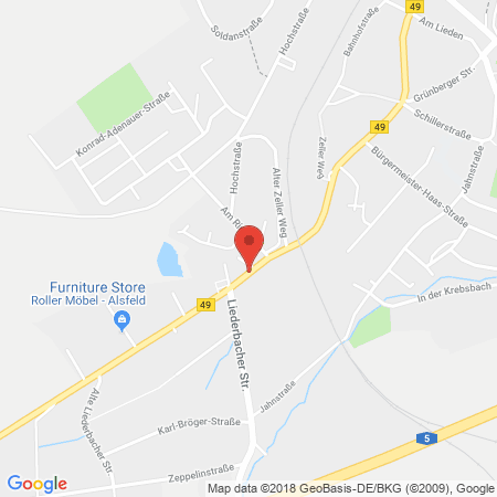 Position der Autogas-Tankstelle: Esso-Station Joachim Hoyer in 36304, Alsfeld