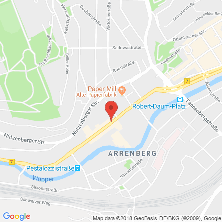Position der Autogas-Tankstelle: Markant Tankstelle in 42117, Wuppertal
