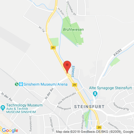 Position der Autogas-Tankstelle: HEM Tankstelle Claudia Grünzinger in 74889, Sinsheim