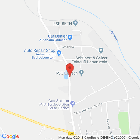 Position der Autogas-Tankstelle: AVIA Tankstelle in 07356, Bad Lobenstein