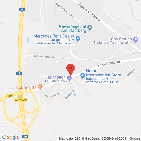 Position der Autogas-Tankstelle: ARAL Station in 16909, Wittstock