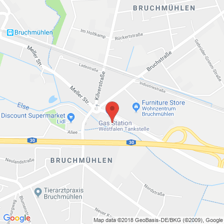 Position der Autogas-Tankstelle: Westfalen-Tankstelle in 32289, Rödinghausen