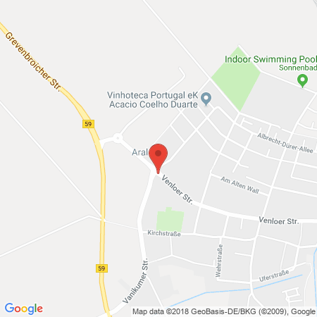 Position der Autogas-Tankstelle: Aral Tankstelle in 41569, Rommerskirchen