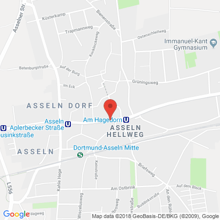 Position der Autogas-Tankstelle: Esso Station in 44319, Dortmund-Asseln