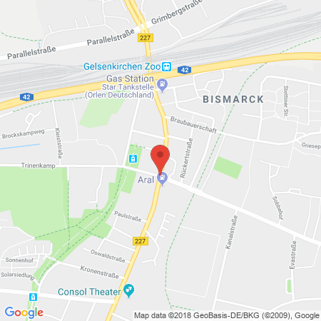 Position der Autogas-Tankstelle: ARAL Station in 45889, Gelsenkirchen