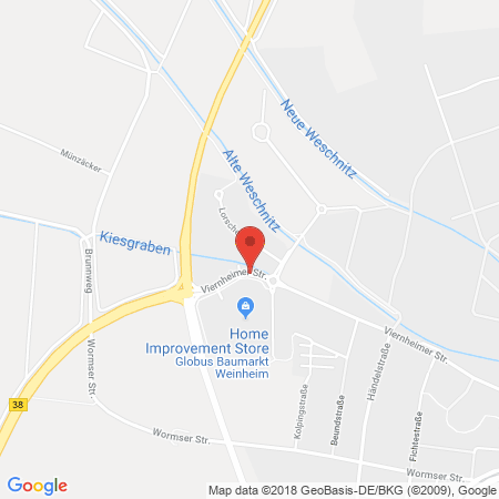 Position der Autogas-Tankstelle: Kiefer & Heissler Autogas in 69469, Weinheim