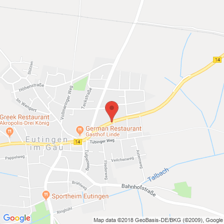 Position der Autogas-Tankstelle: SB Tankstelle Autoservice Karl-Heinz Teufel in 72184, Eutingen