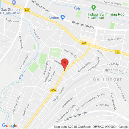 Position der Autogas-Tankstelle: OMV Tankstelle in 73312, Geislingen