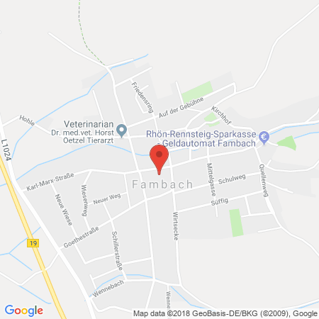 Position der Autogas-Tankstelle: AVIA Tankstelle Auto-Center - Engelhaupt in 98597, Fambach