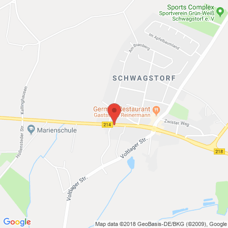 Position der Autogas-Tankstelle: BFT Station in 49584, Fürstenau-Schwagstorf