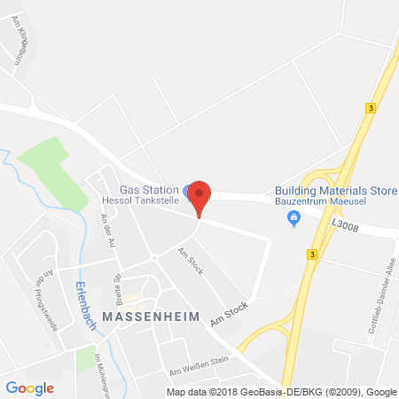 Position der Autogas-Tankstelle: Hessol Tankstelle in 61118, Bad Vilbel-Massenheim