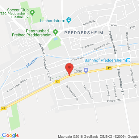 Position der Autogas-Tankstelle: ESSO-Station Lentz e. K. in 67551, Worms-Pfeddersheim