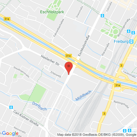 Position der Autogas-Tankstelle: OMV Station in 79115, Freiburg