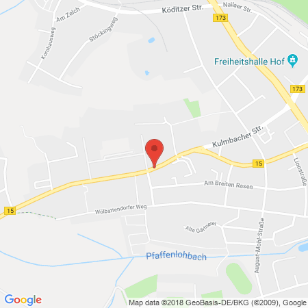 Position der Autogas-Tankstelle: Esso Tankstelle Trisl GmbH in 95030, Hof