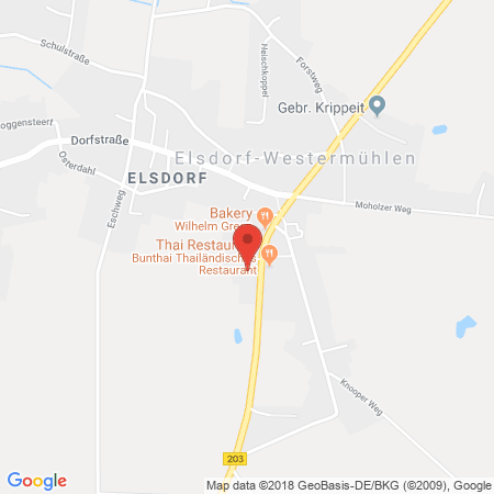 Position der Autogas-Tankstelle: Classic Tankstelle in 24800, Elsdorf-Westermühlen