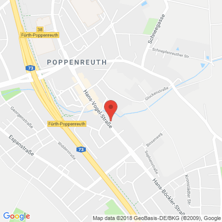Position der Autogas-Tankstelle: JET Tankstelle in 90765, Fürth