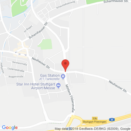 Standort der Autogas Tankstelle: JET Tankstelle in 70599, Stuttgart-Plieningen